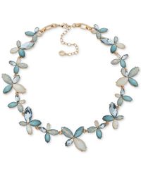 Anne Klein - Gold-tone Tonal Stone & Mother-of-pearl Flower All-around Collar Necklace - Lyst
