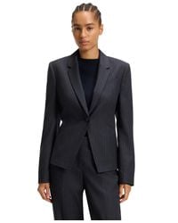 BOSS - Boss By Striped Virgin Wool Slim-fit Blazer - Lyst