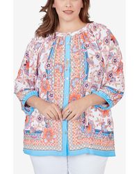 Ruby Rd. - Plus Size Button Front Floral Printed Crepe Georgette Blouse - Lyst