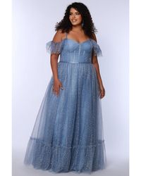 Sydney's Closet - V-neckline Flutter Sleeve Slim A-line Gown - Lyst