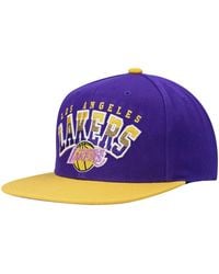 Mitchell & Ness - Purple And Gold Los Angeles Lakers Hardwood Classics Gradient Wordmark Snapback Hat - Lyst