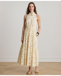 Ralph Lauren - Spread Collar Floral-eyelet Voile Tiered Shirt Dress - Lyst
