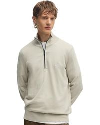 BOSS - Boss By Logo Patch Zip-neck Sweater - Lyst