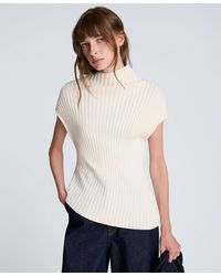 Kenneth Cole - Asymmetric Rib Mock Neck Sweater - Lyst