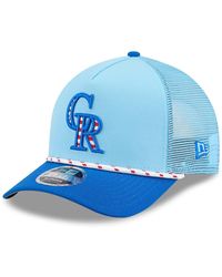 KTZ - Light Blue/blue Colorado Rockies 2025 Fourth Of July 9forty A-frame M-crown Adjustable Trucker Hat - Lyst