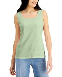 Karen Scott Square-neck Cotton Tank Top, Created For Macy's - Green
