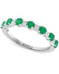 Effy - Effy® Emerald (5/8 Ct. T.w.) & Diamond Accent Stacking Ring In Sterling Silver - Lyst