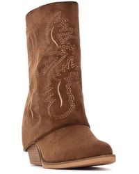 Xti - Suede Foldover Booties By - Lyst