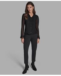 BCBGMAXAZRIA - Pleated Button-down Blouse - Lyst