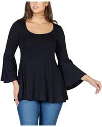 24seven Comfort Apparel - Bell Sleeve Flared Tunic Top - Lyst