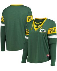 KTZ - Bay Packers Plus Size Throwback Lace-up Long Sleeve T-shirt - Lyst