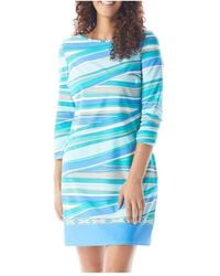 Beach House Style - Stripe Print Stella Boat Neck Tunic Dress - Lyst