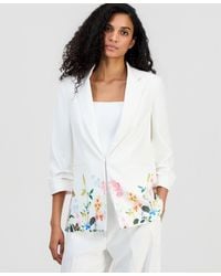 Tahari - Notched-lapel Scrunch-sleeve Blazer - Lyst