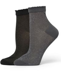 Hue - 2-pack Metallic Opaque Anklet Socks - Lyst