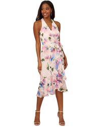 Adrianna Papell - Printed High-low Ruffle Dress - Lyst