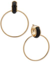 DKNY - Gold-tone Large Ring Charm Color Tubular Hoop Earrings - Lyst