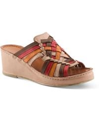 Spring Step - Wedge Sandal With Woven Leather Upper - Lyst