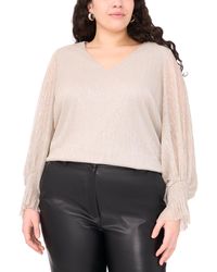Vince Camuto - Plus Size Metallic V-neck Blouse - Lyst