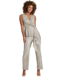 Muse - Sleeveless Side V Neck Top Sequin Pull On Pants - Lyst