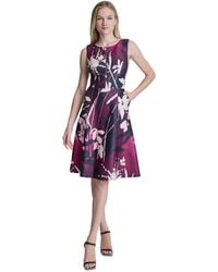 DKNY - Sleeveless Crewneck A-line Midi Dress - Lyst