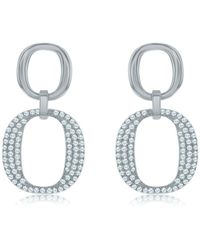 SUZY LEVIAN NEW YORK - Suzy Levian Sterling Silver Cubic Zirconia Oval Shape Drop Earrings - Lyst