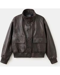 Mango - Oversize Leather Biker Jacket - Lyst
