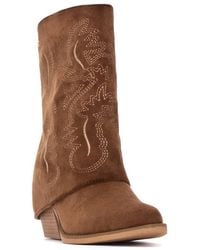 Xti - Suede Foldover Booties By - Lyst