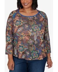 Ruby Rd. - Plus Size Textured Floral Print Knit Top - Lyst