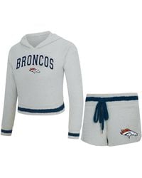 Concepts Sport - 2-piece Gray Denver Broncos Whitley Long Sleeve Hoodie Top And Shorts Set - Lyst