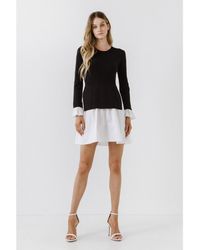 English Factory - Poplin Combo Knit Dress - Lyst