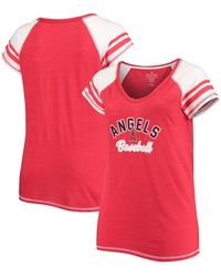 Soft As A Grape - Los Angeles Angels Curvy Colorblock Tri-blend Raglan V-neck T-shirt - Lyst