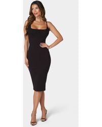 Bebe - Square Neck Embellished Midi Dress - Lyst
