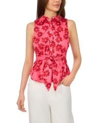 Cece - Sleeveless Polo Button-down Top - Lyst