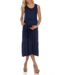 White Mark - Maternity Plus Size Scoop Neck Tiered Midi Dress - Lyst