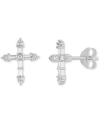 Giani Bernini - Cubic Zirconia Baguette Cross Stud Earrings In Sterling Silver, Created For Macy's - Lyst