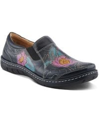 L'ARTISTE - Annawan Floral Embossed Handpainted Leather Comfort Slip-on Shoes - Lyst