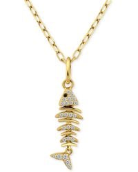 Giani Bernini - Cubic Zirconia Fishbone Pendant Necklace - Lyst
