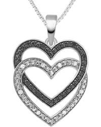 Macy's - Black & White Diamond Double Heart 18" Pendant Necklace (1/6 Ct. T.w. - Lyst