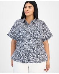 Tommy Hilfiger - Plus Size Cotton Ditsy-print Camp Shirt - Lyst