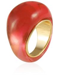 Vince Camuto - Gold-tone And Mixed Red Pink Cocktail Ring - Lyst