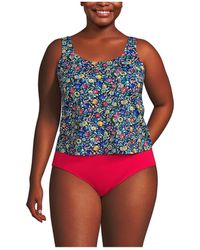 Lands' End - Plus Size Chlorine Resistant One Piece Scoop Neck Fauxkini Swimsuit - Lyst