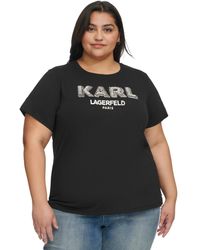 Karl Lagerfeld - Plus Size Imitation-pearl-logo Short-sleeve Top - Lyst