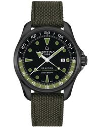 Certina - Swiss Automatic Ds Action Gmt Green Synthetic Strap Watch 43mm - Lyst