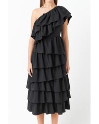 Endless Rose - One Shoulder Tiered Midi Dress - Lyst