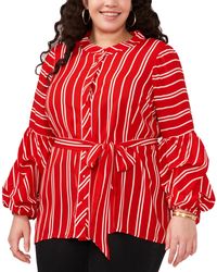 Vince Camuto - Plus Size Striped Belted Blouse - Lyst