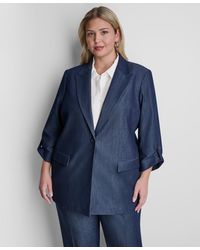 DKNY - Plus Size Long-sleeve One Button Roll Cuff Jacket - Lyst