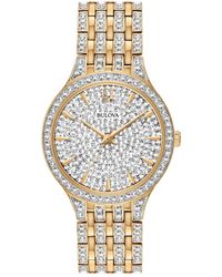 Bulova - Phantom Gold-tone Crystal-accent Stainless Steel Bracelet Watch 32mm - Lyst