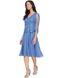 Alex Evenings - V-neck Sequin Chiffon Dress - Lyst