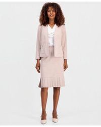 Kasper - Collarless Open Front Jacket Pleated Hem Pencil Skirt - Lyst