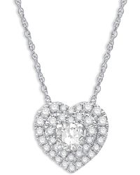 Macy's - Diamond Heart Halo 18" Pendant Necklace (1/2 Ct. T.w. - Lyst